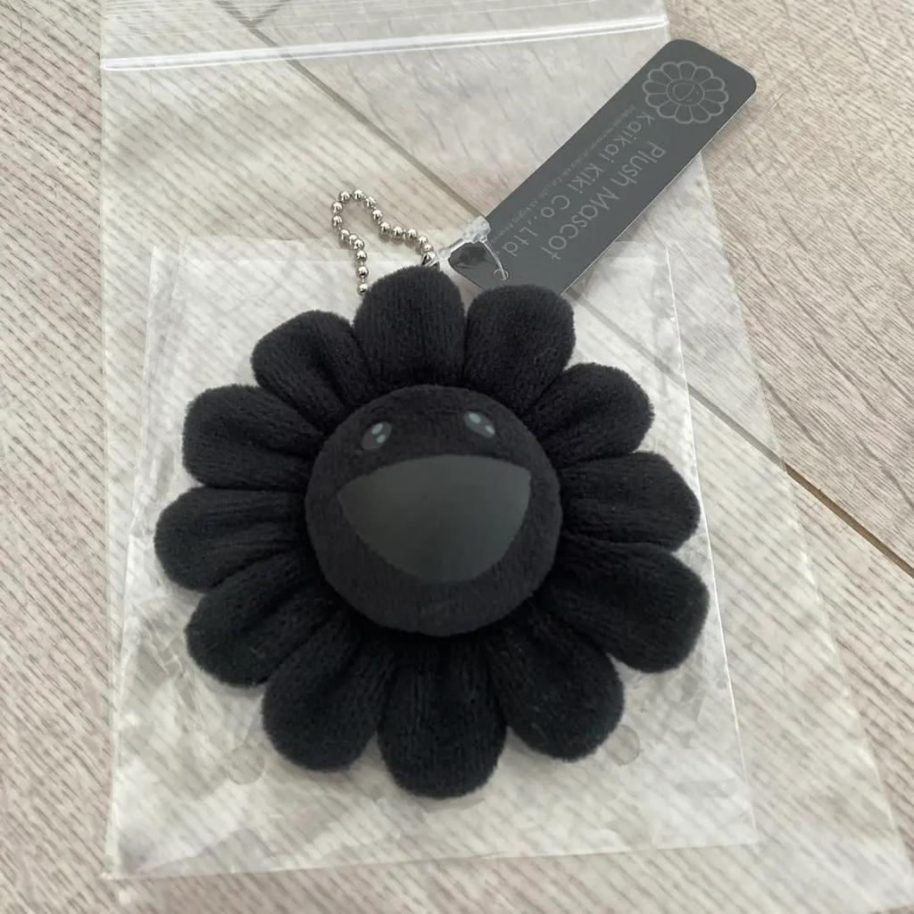 Takashi Murakami Kaikai Kiki Flower Keychain Black Plush Charm Authentic