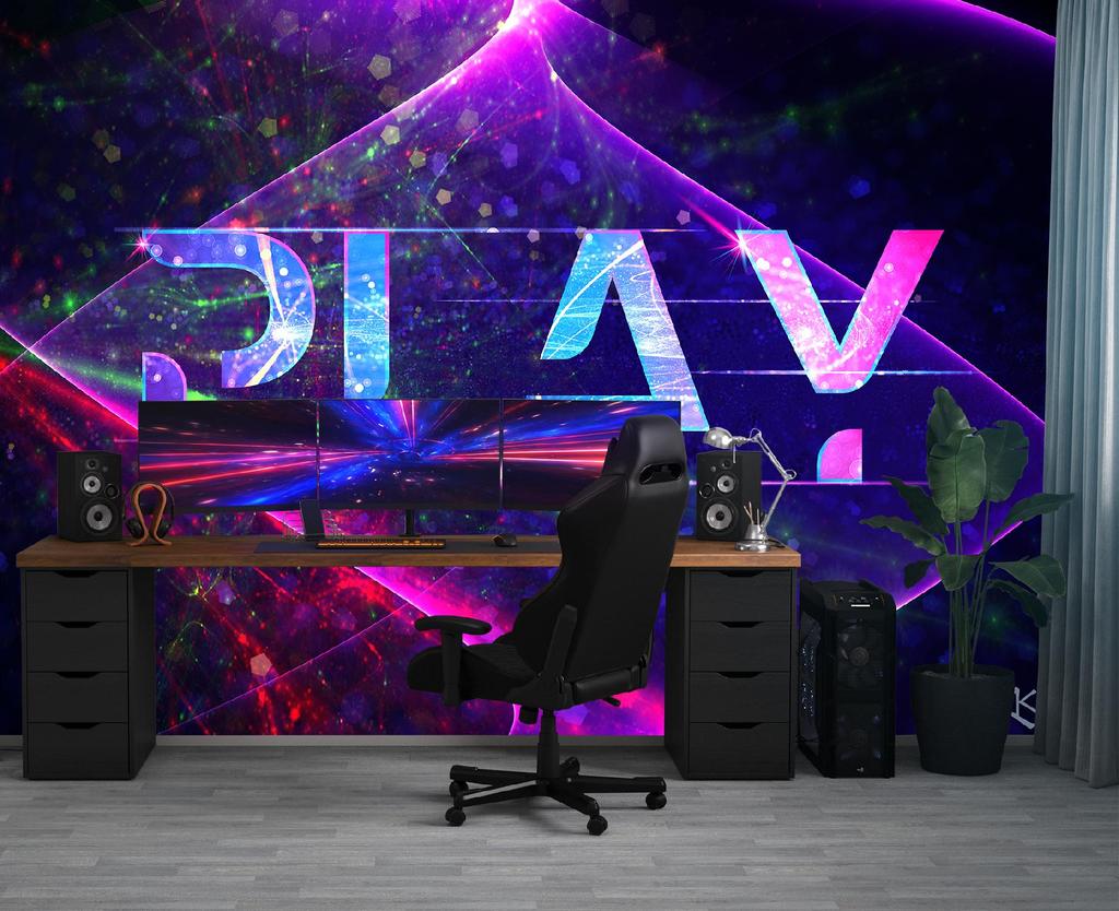 Wallpaper Play Caption Abstract Symbols for Gamers Room