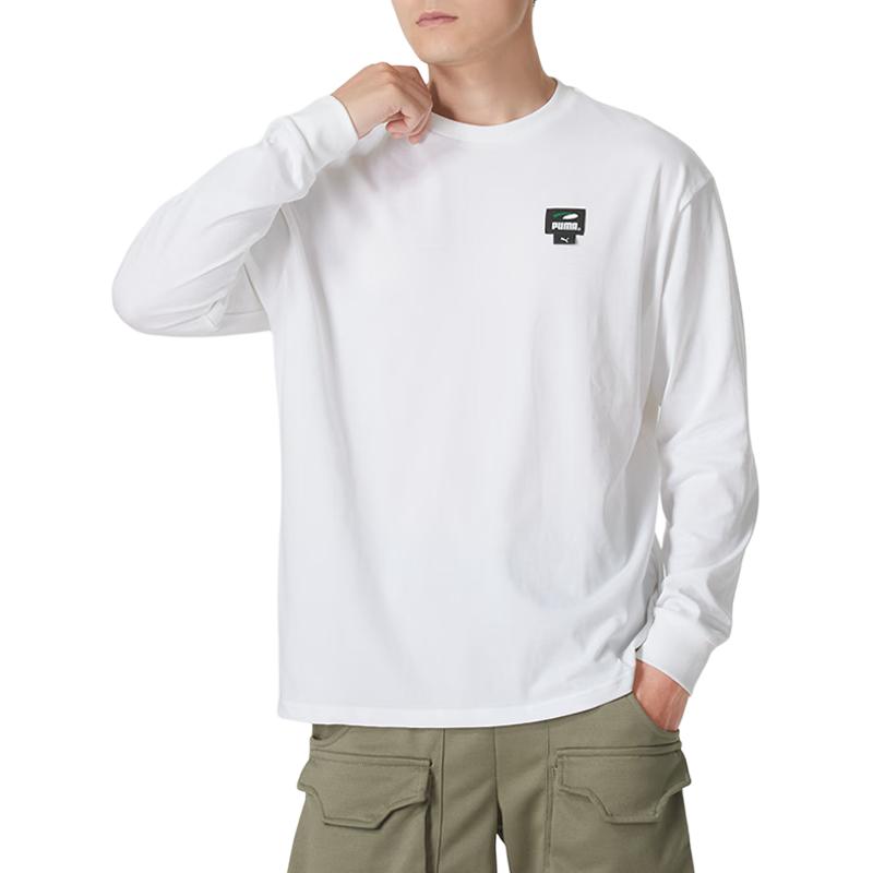 Puma Loose Fit Round Neck Running Long Sleeve T-Shirt Men tops White 628138-02