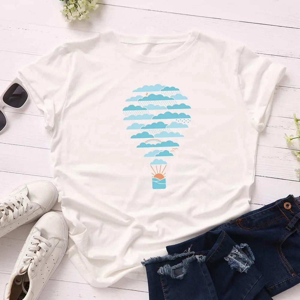 

Women Tee Shirts Women Short Sleeve TShirt Weather Hot Air Balloon Print Summer Tshirt FeUnisex Tops Fashion Graphic T Shirts Y2K S