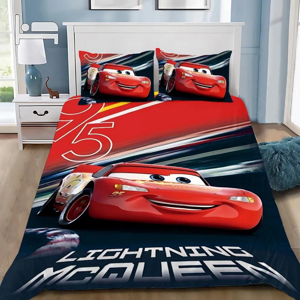 3D Druck Lightning McQueens Auto Bettwäsche Set, Mädchen Erwachsene Einzelbett Twin Queen Größe, Bettbezug Kissenbezug Bettwäsche