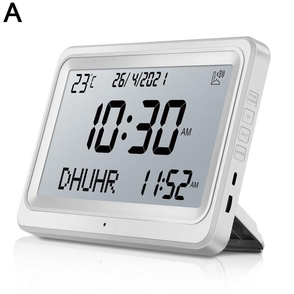 LCD Screen Hijir Gregorian Calendars Muslim Prayer Multi-languages Azan Desktop Worship Alarm Clock Electronic Wall Clock