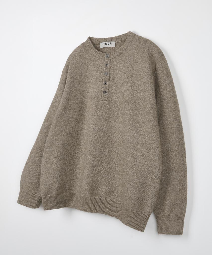 NODU Daily Plain Henley Neck Knit [Beige]