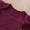 Ins Cute Wine Red 3-Piece Children's Set: Romper, Floral Pants, Headband