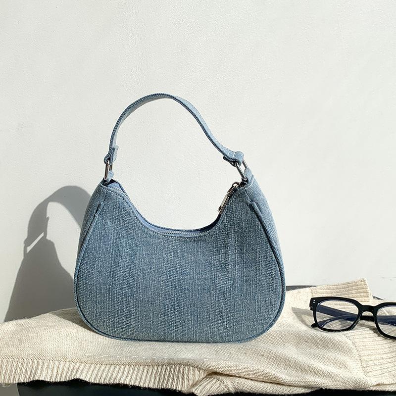 2024 New Korean Style Women's Handbag Ins Cross-border Retro All-matching Fashionable Washed Denim Bag Female