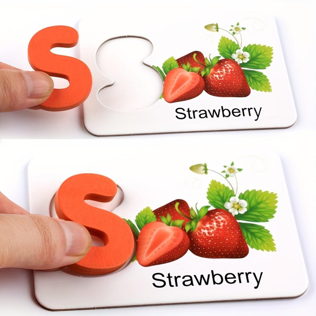 Hölzerne Alphabet-Karteikarten für Kinder, Lernspielzeug, perfektes Vorschulgeschenk und Lernspiel für Kinder.