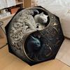 1 Stück Yin Yang Blumendruck Automatischer Auf/Zu-Regenschirm mit Windschutz, Stabiles Dach mit 8 Speichen, Langlebige Speichen, Modisches Design, 1306a