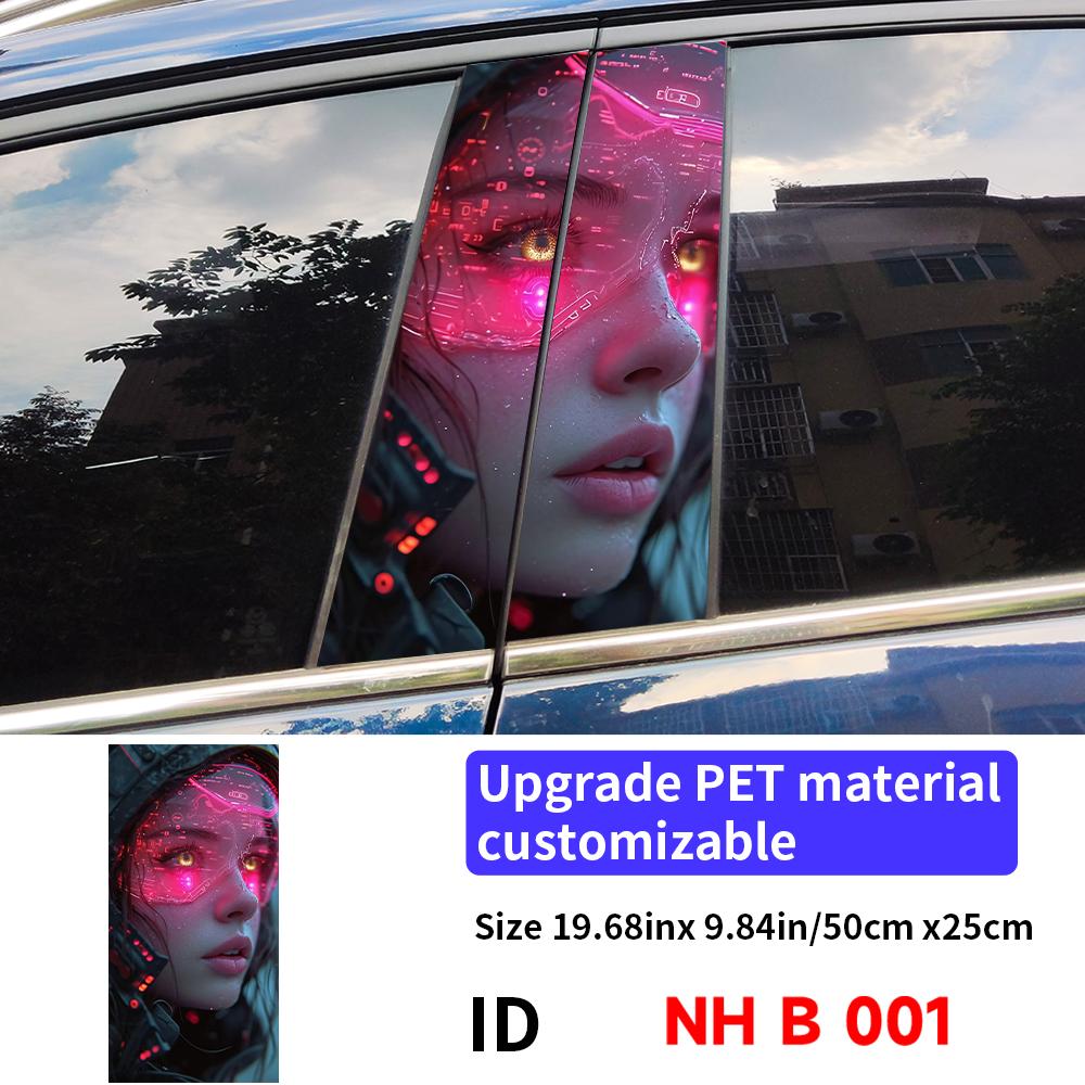 Cyberpunk Girl Car Stickers Waterproof DIY Auto B-pillar Protective Decor Cover Scratches Universal Vehicle Decals Accessories