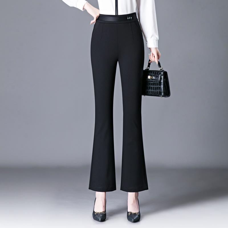 Women's 2024 High Waist Slimming Flare Pants with Elastic Waist - Spring/Autumn Plus Size