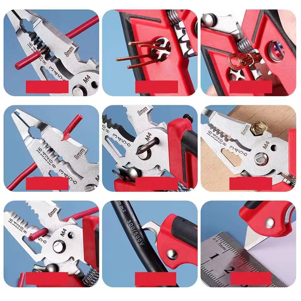 Upgraded 18 in 1 Electrician Pliers Multifunctional Wire Stripper Crimper Pliers Crimping Cutting Professional Electrician Tool