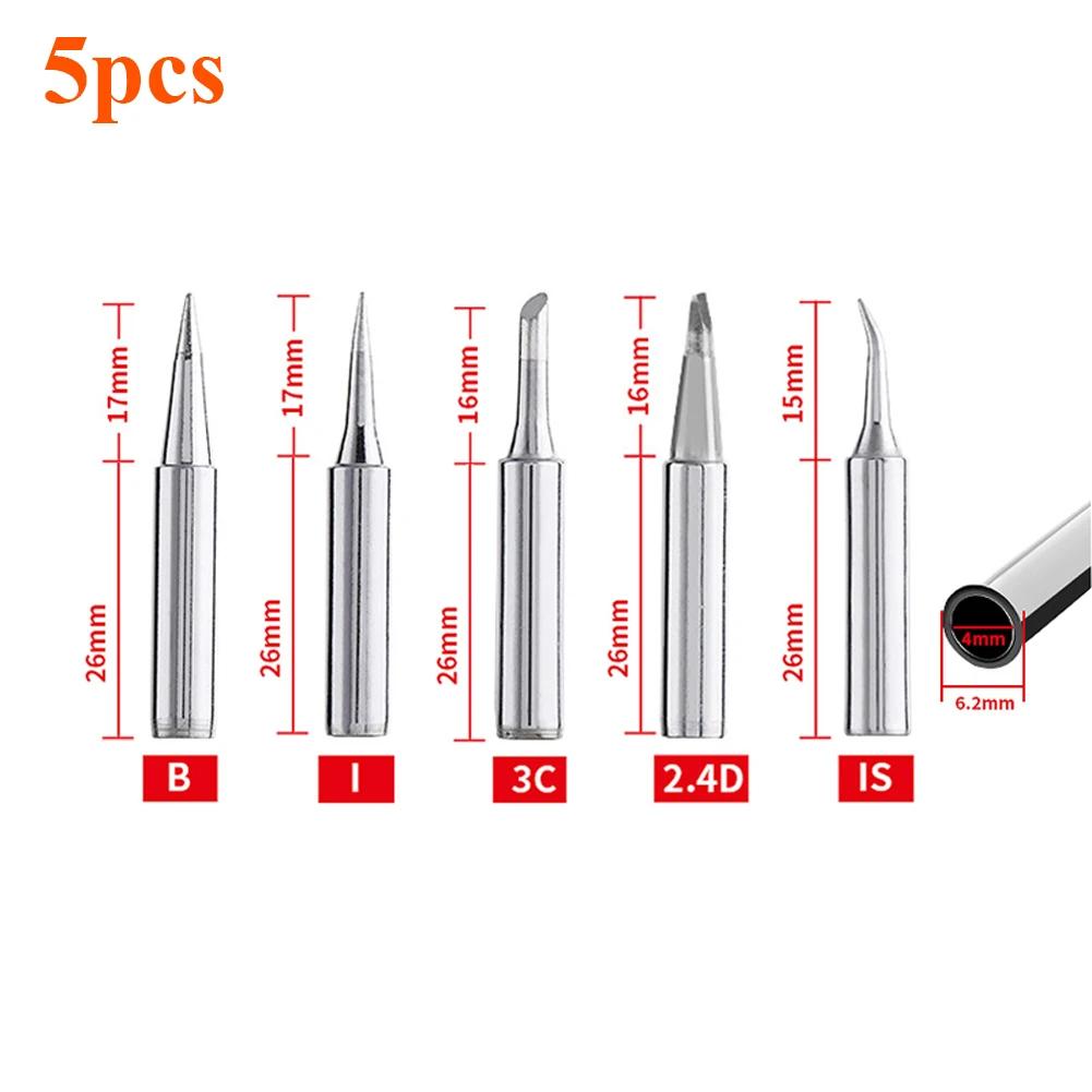 

5Pcs/Set 900m-T-I 900M-T-B Welding Tool Lead-Free Soldering Iron Head Bit for Welding Accessories Soldering Iron Tip