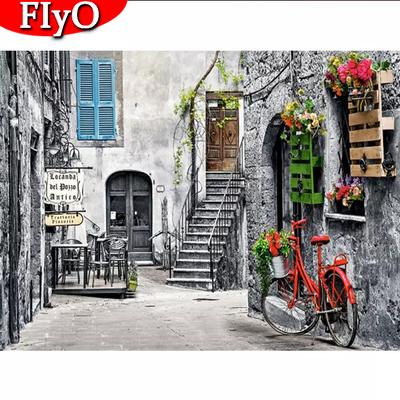 5D diament haft ulica pełny kwadrat nowy nabytek diamentowe malowanie krajobraz rower obraz z kryształu górskiego Home Decor