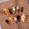 D Embossed Cute Pumpkin Ghost Press On Nails Halloween Nail Art