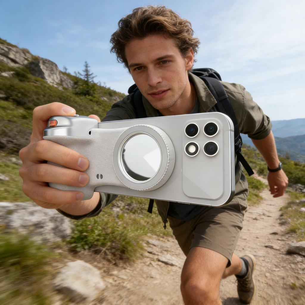 Magnetic Rotatable Camera Grip Wireless Selfie Handle With Shutter Travel Outdoor Sports Photography For Smartphone, Men Women