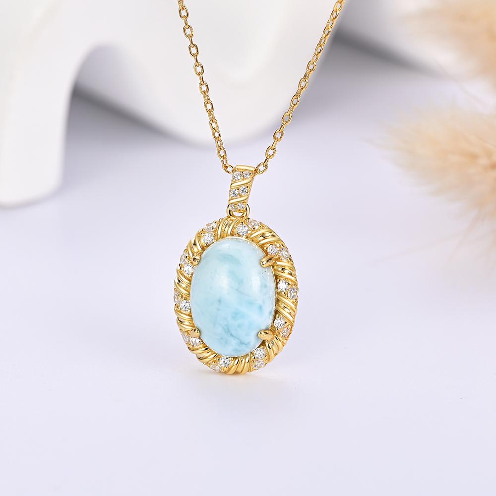 Nové prsteny náušnice přívěsek ze sterlingového stříbra 925 Přírodní drahokam larimar pravý drahokam dámské jemné šperky pro Zásnubní dárek