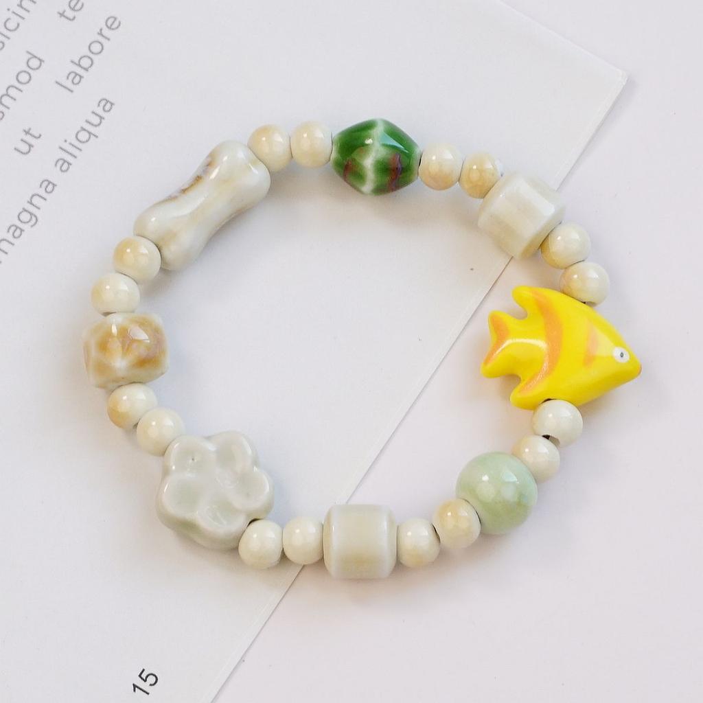 Ceramic beaded bracelet small fresh ancient style national style simple bracelet summer