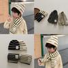 Children's Hat Set Korean Ins Autumn and Winter Striped Scarf 2-piece Set, Foreign Versatile Male and Female Baby Warm Hat