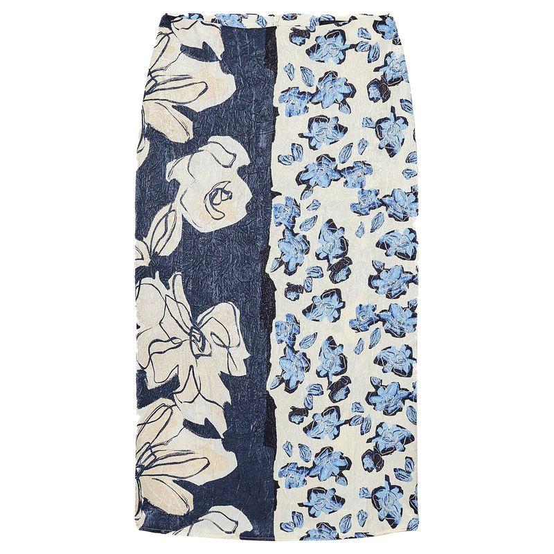 

Zaprha 2025 Summer New Retro Flower Print High Waist Split Straight Midi Skirt 3666111 Multi-color L