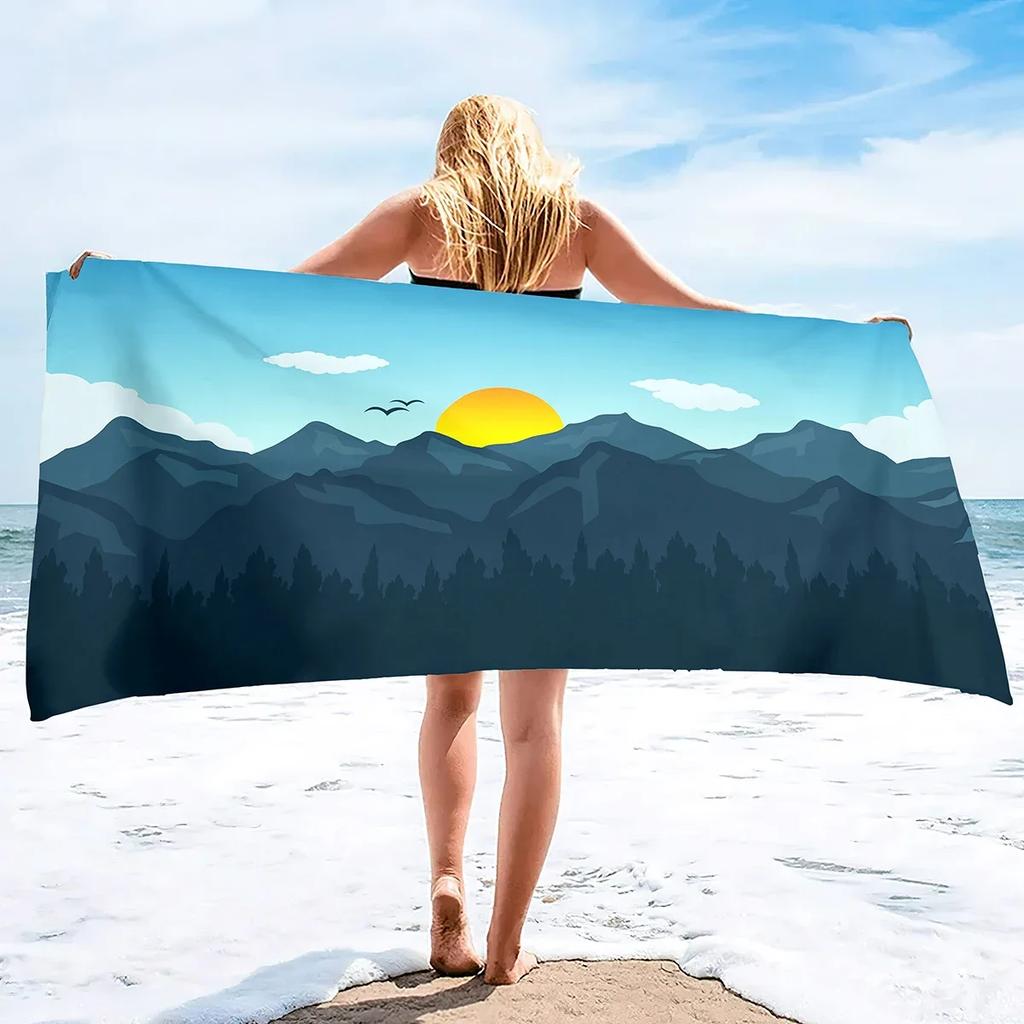Sunrise Bath Towel Large Soft Lightweight Bath Sheet Blanket Sand Towel Beach Blanket Sand Free-Microfiber Quick Dry Pool Towel