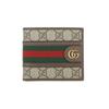 Ophidia Logo Stripe Canvas And Leather Wallet Men Wallets Ebony Brown 59760996IWT-8745