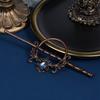 Retro Bronze Hairpin Round Frame Blue Gemstone Retro Flower Hairpin Women's Elegant Hairstyle Styling Hair Accessories