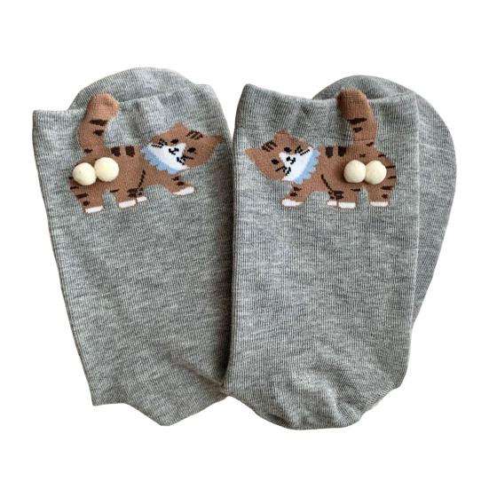 Cute Cat Socks with Balls 3D Novelty Soft Cotton Crew Socks Funny Animal Socks for Women Cats Lovers