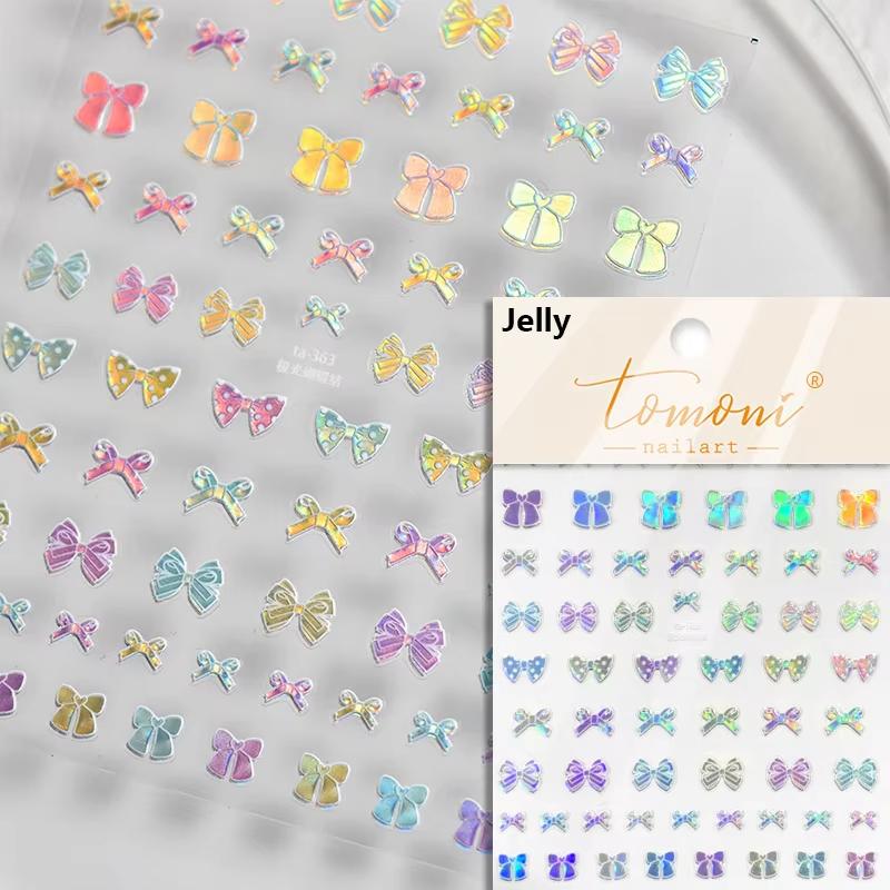 5D Sparkle Clear Diamonds Colorful Thin Little Bow Tie Bowknot Adhesive Nail Art Stickers Decals Manicure Ornaments Suppliers