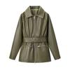 European and American Style, New Women's Clothing, Fashionable, Versatile, Temperament, Daily Elastic Waist Belt Leather Jacket