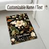Alfombra de Terciopelo de Cristal con Temática de Jardín Floral Alfombrilla Suave Personalizada con Nombre y Texto Decoración del Hogar