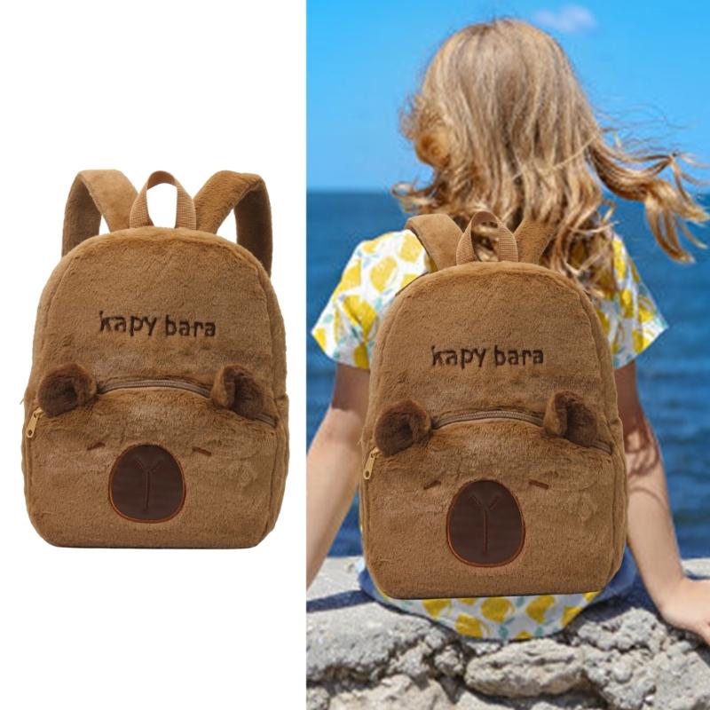 Capybara School Bag Spacious Plush Backpack For Children And Cartoon Lover Spacious And Comfortable Shoulder Bag