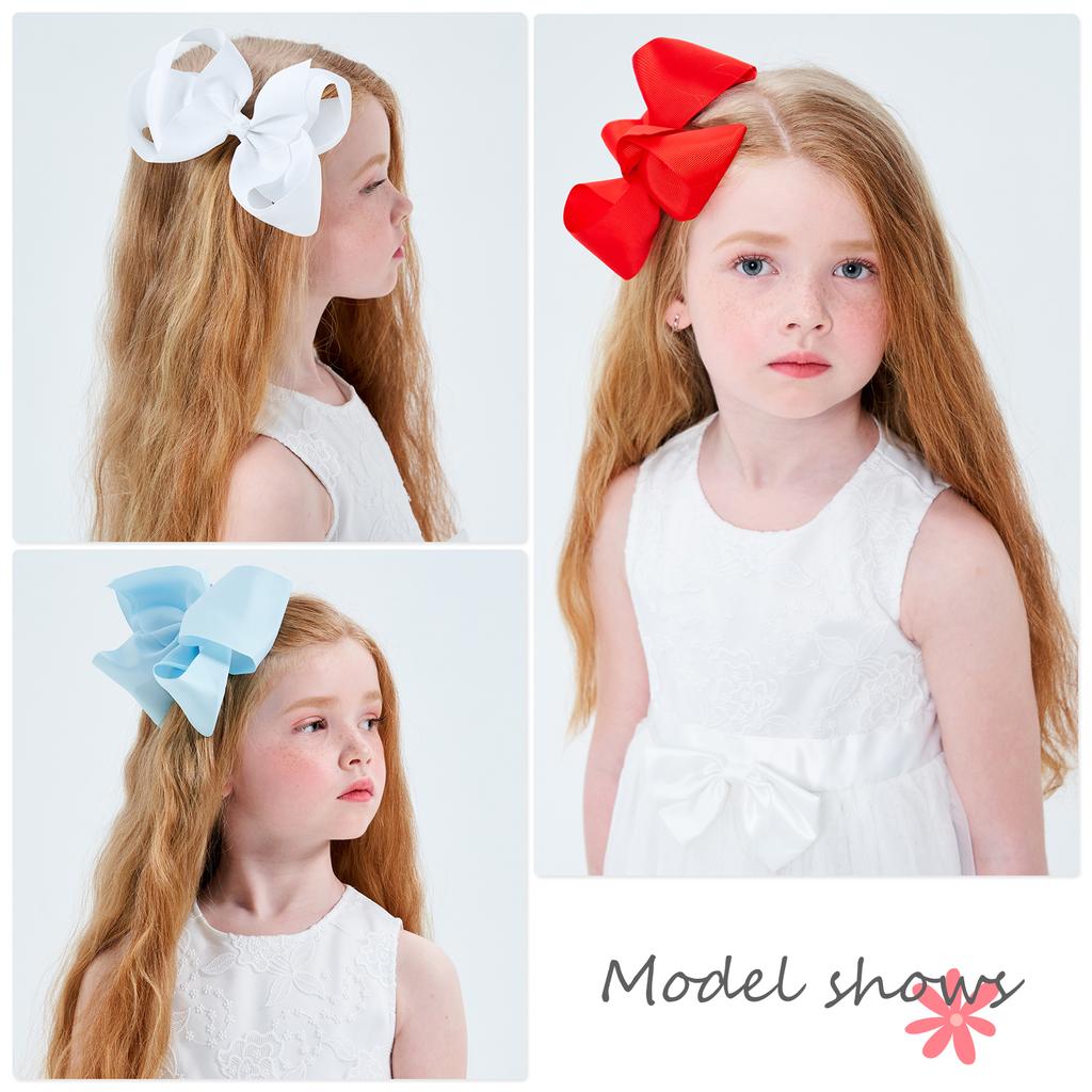 Cinta de Grosgrain Grande de 6 Pulgadas Lazos para el Cabello Lisos con Pinzas para Mujeres Niñas Niños Pinzas para el Cabello Tocado Boutique Broches para el Cabello Accesorios