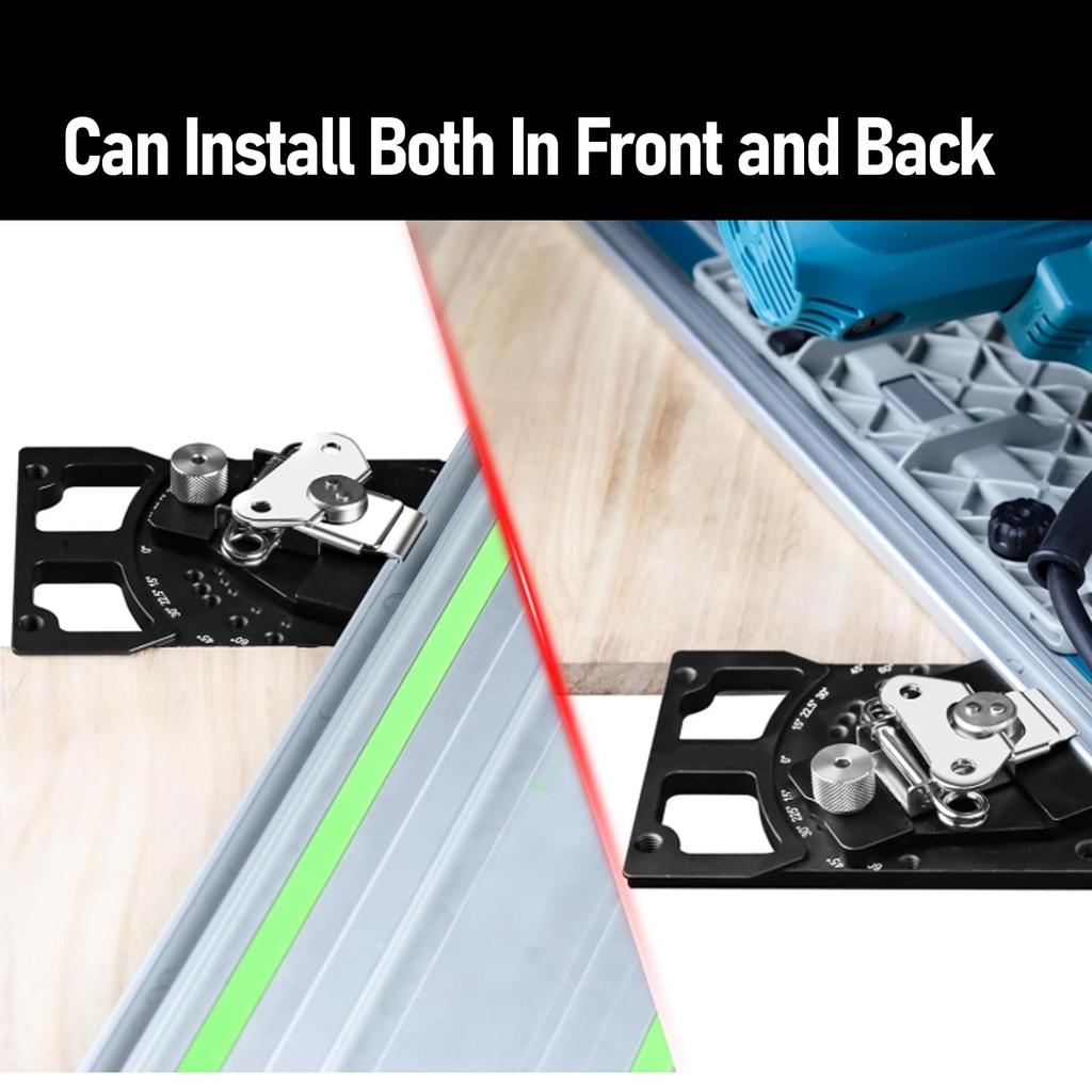 Adjustable Angle Track Saw Square Fit for Festool Aluminum Alloy Track Saw Guide Rail Square with Positive Angle Stop