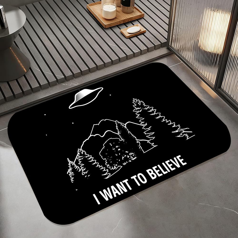 

B-Brand T-TheX-Files I Want to Believe Floor Mat Diatomite Bath Mat, Quick Dry Absorbent Non-Slip Door Mat 50cm x 80cm