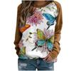Women's hoodie 3D digital printed round neck hoodie with shoulder inserts for autumn winter women's wear