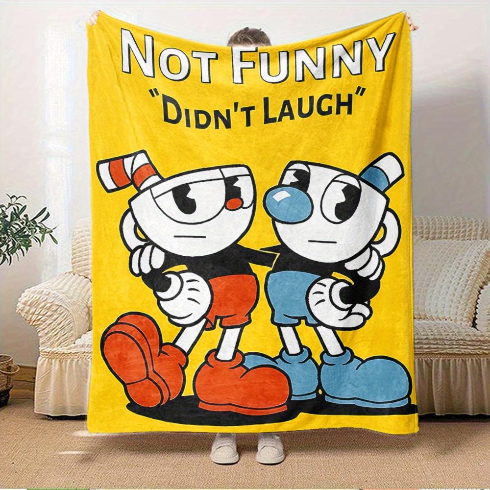 1pc Cuphead,Mugman,Minimalist Print Flannel Blanket Suitable for All Seasons, Perfect for Home, Travel, or Camping 28