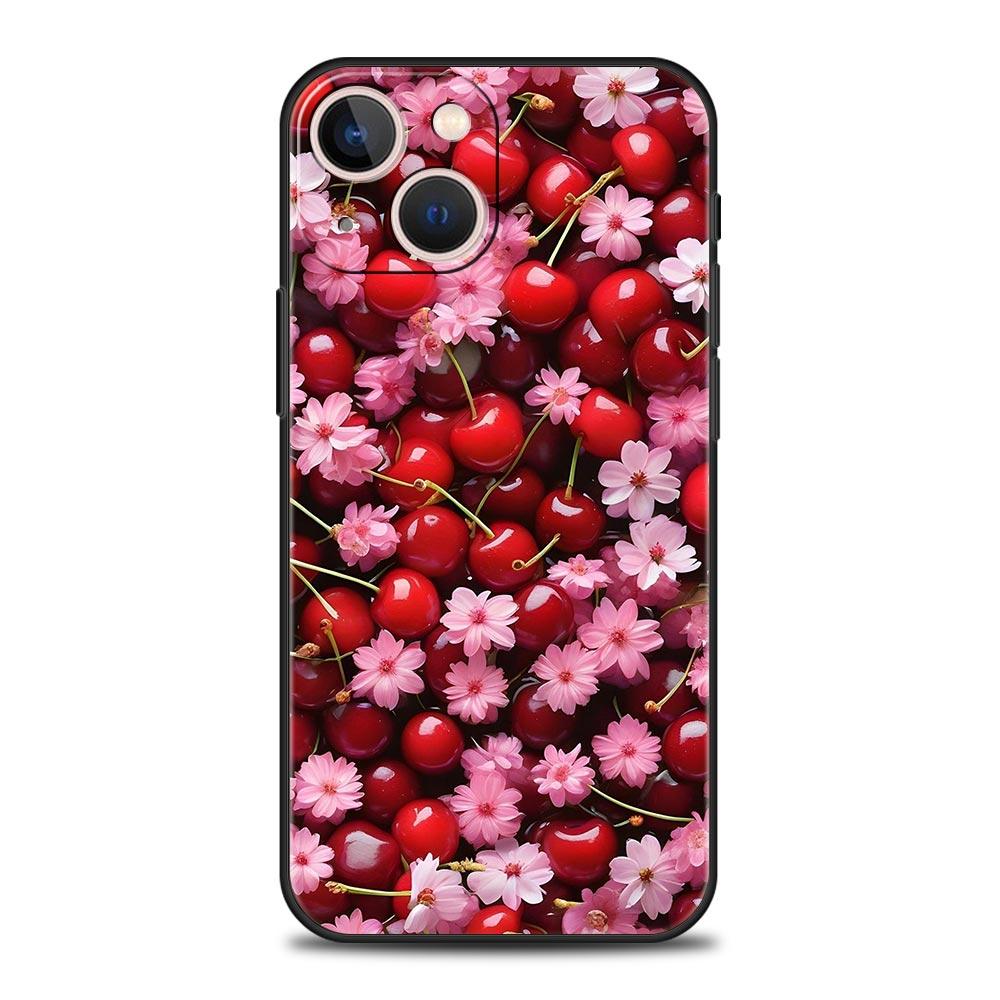 

Red Cherry Phone Case For iPhone 17 16E 15 16 14 13 12 11 Pro Max 7 8 Plus Soft TPU Back Cover iPhone 12