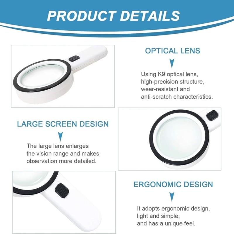 Portable Reading 30x Magnifier with 12 LED Lights