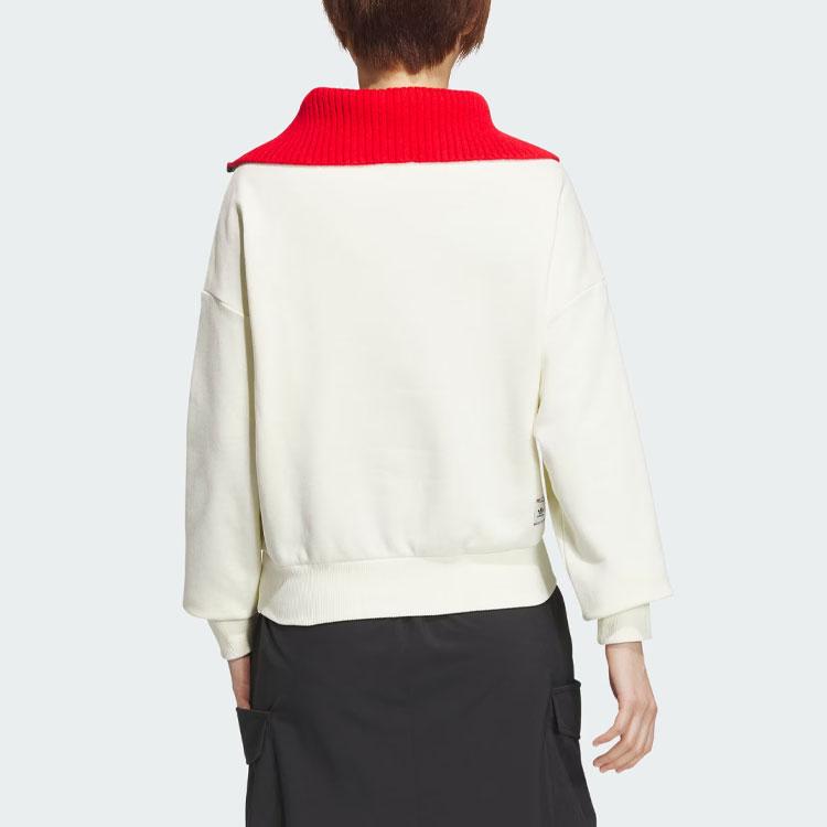 Adidas Originals X Feifei Ruan Collaborative Crewneck Top With Logo Splicing And Relaxed Fit Women Sweatshirt Ivory JE1606