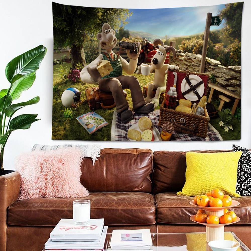 WWallace und GGromit Bedruckter Großer Wandteppich Kunst Science-Fiction Zimmer Heimdekoration Dekoration Decke