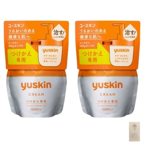 Set of 2: Yuskin Cream Refills (180g x 2), Moisturizing Cream for Rough and Cracked Hands, Includes Limited Edition Message Card