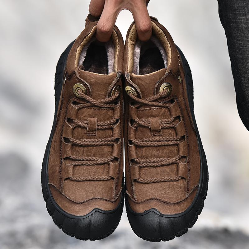 Pánské zimní boty Outdoorové teplé sněhule Pánské ležérní tenisky z pravé kůže 2024 Luxusní pánská turistická obuv Mužská kotníková pracovní obuv