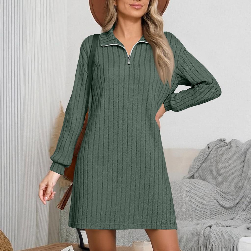Women's Fashionable Long-sleeved Straight-leg Loose Base Dress