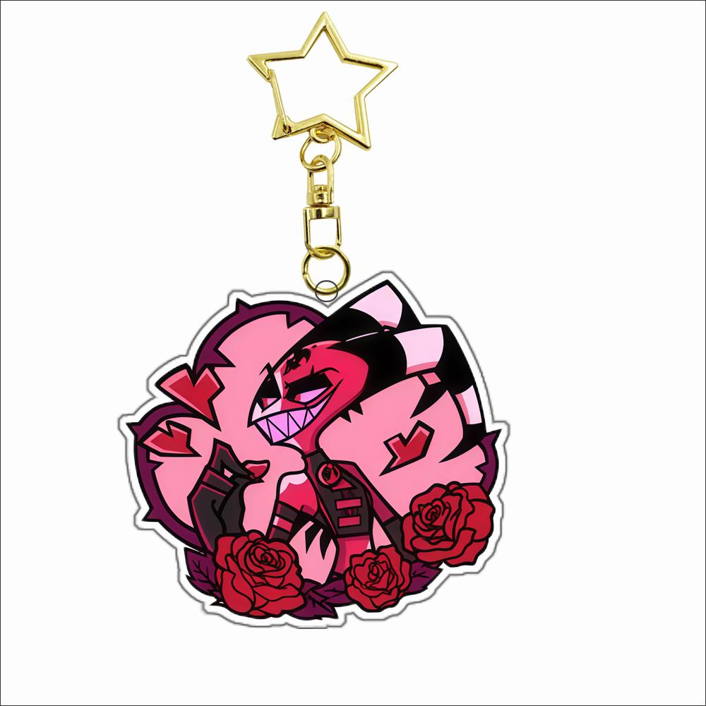 Acryl Schlüsselanhänger für Helluva Boss Verosika Mayday Satan Emberlynn Pinkle Ozzie Loona Glitz Glam Anime Acryl Schlüsselanhänger Anhänger