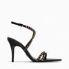 Fashion Rivet Embellished Thin Heeled Sandals Women Summer Sexy Pointed Toe Ankle Strap High Heels Elegant Party Luxury Designer Shoes
