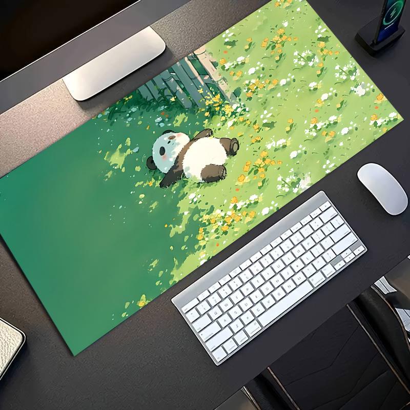 Oversized Diatom Mud Gaming Mouse Pad with Cute Relaxed Panda Design NonSlip Large Desk Mat for Home Office Gaming