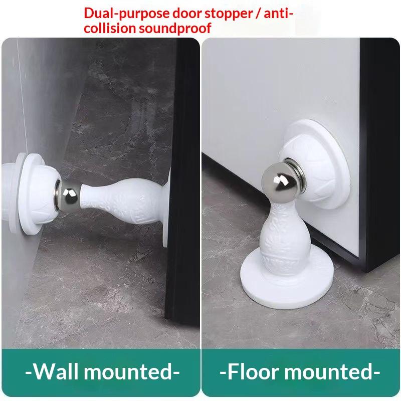 Magnetic Pvc Door Stopper No Drilling Strong Suction Protects Doors For Home Bedroom Office Bathroom