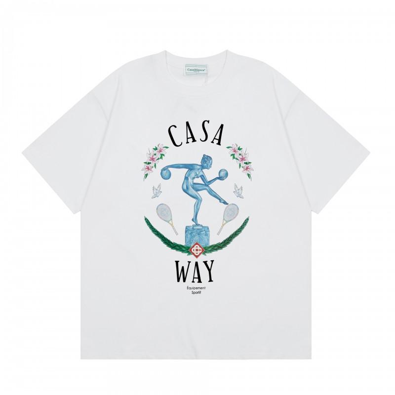Casablanca Streetwear T-Shirt Men Women Loose Fit Short Sleeve Casual Tee High Street Style