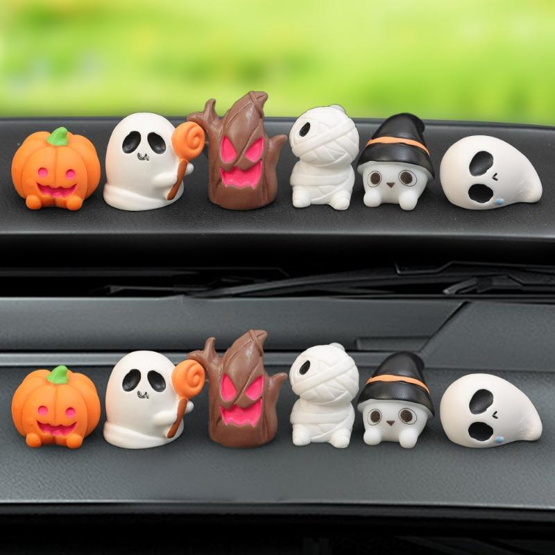 Halloween Creative Elf Car Ornaments Car Dashboard Center Console Pumpkin Ghost Mummy Ornament Car Interior Decor Accessories