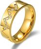 JewelryWe Women's Stainless Steel Ring ECG Heartbeat Engraved Cubic Zirconia Engagement Ring Silver Gold Rose Gold 52-60mm