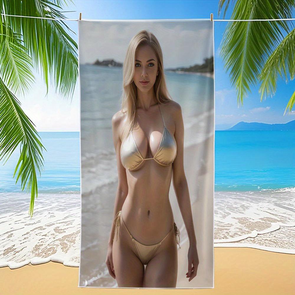 Asciugamano da Spiaggia in Microfibra ad Asciugatura Rapida con Fantasia Bikini Morbido Assorbente Leggero per Piscina Spiaggia Viaggio Regalo di Pasqua